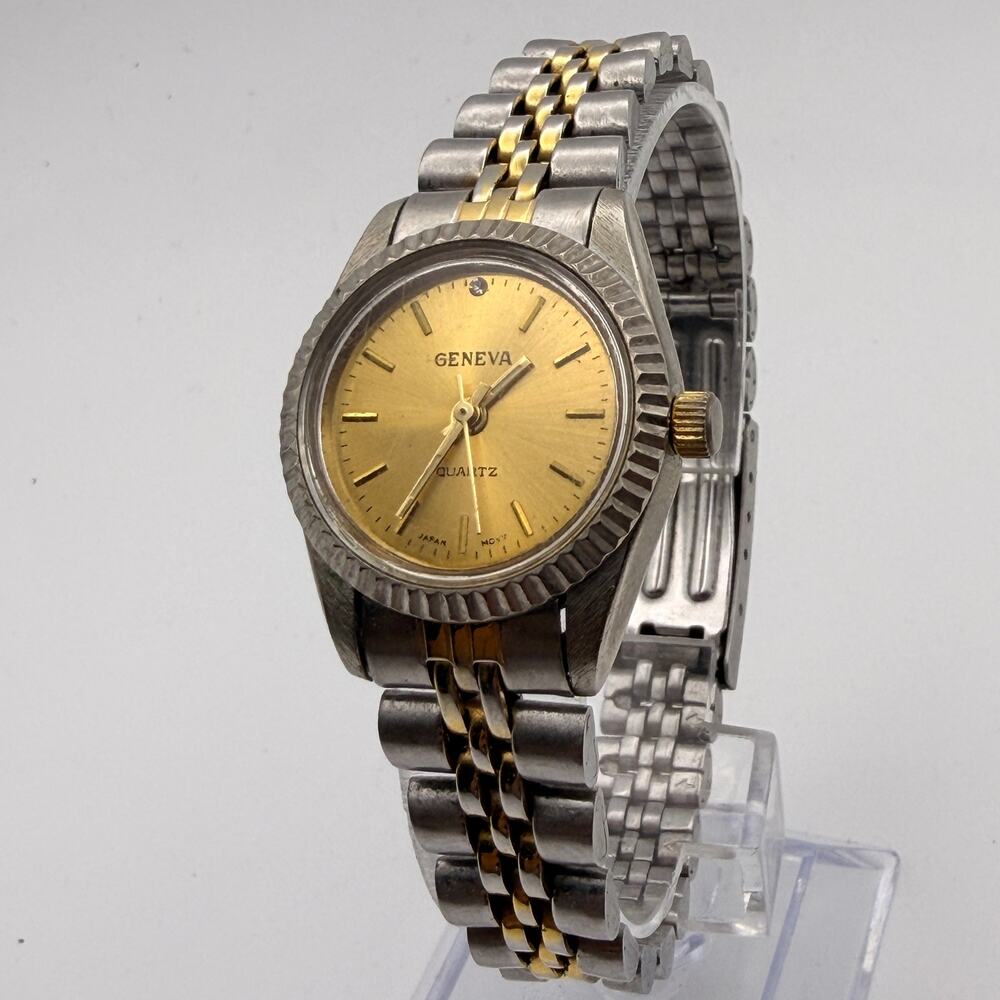 Vintage Geneva Ladies' Two-Tone Quartz Watch 90s Style Working New Battery